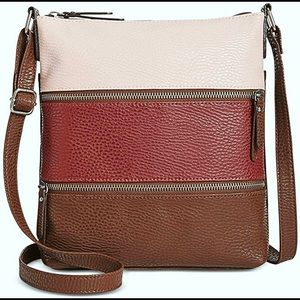 STYLE & CO VYNIISHA Cocoa/Pinot Leather X-body Bag